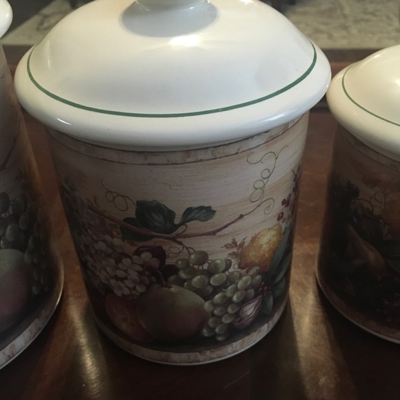 4PC SET CERTIFIED INTERNATIONAL CORP CIC PAMELA GLADDING WINDSOR CANISTER FRUIT - Picture 5 of 9